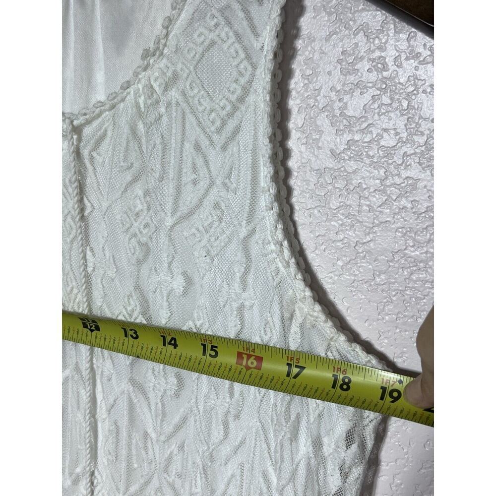 White Lace Long Maxi Dress Sz Large Boho Cottagecore Lined Cotton By Vasna - Picture 7 of 13